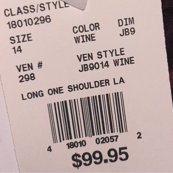 DAVID'S BRIDAL NWT Long Mesh Skirt with Lace Bodice Dress *Wine 14 - Picture 6 of 7